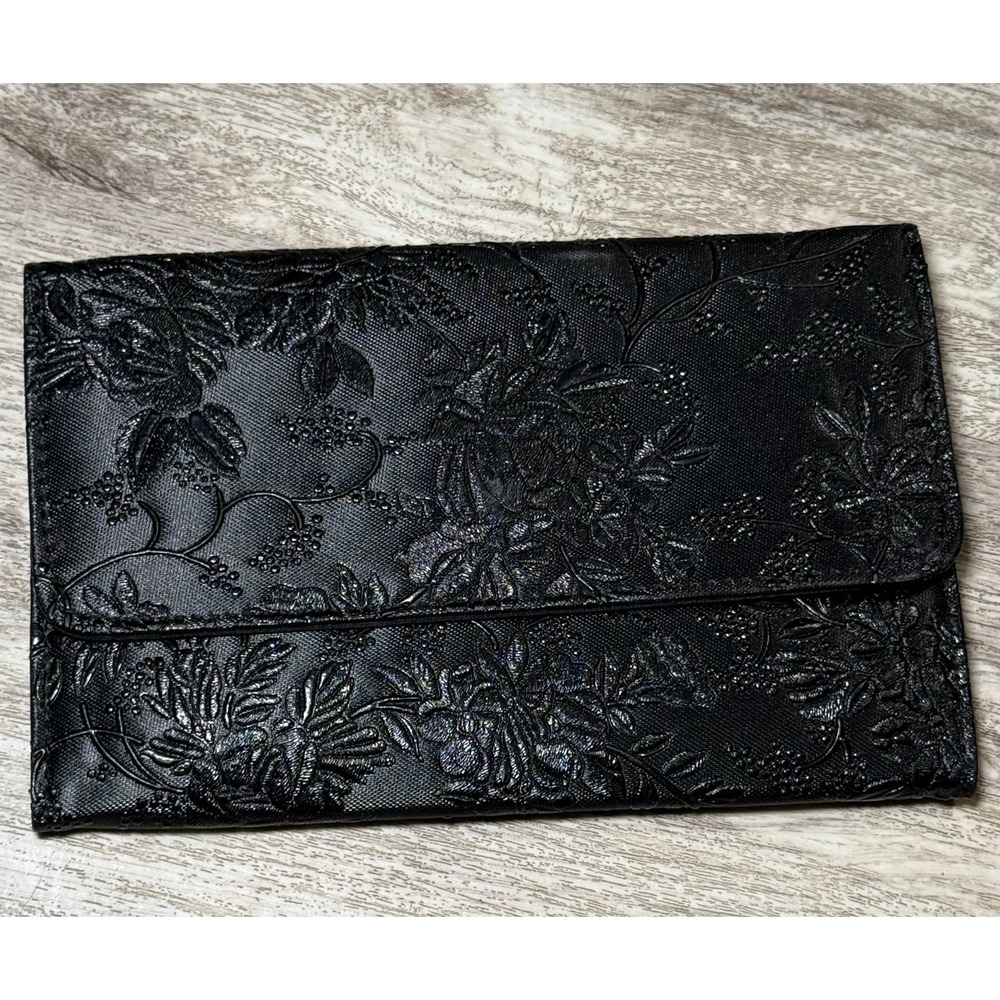 Thin‎ wallet trifold coin purse pretty floral black